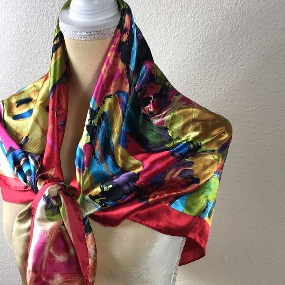 Vintage Silk ? Scarf by ADRIENNE VITTADINI Size 90X90 CM 35.5X35.5 INCHES main image 6